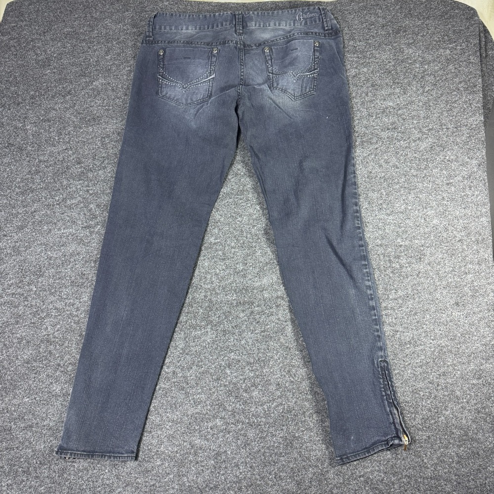 G by Guess Skinny Jeans Women 32 Gray Denim Stretch Cotton Ankle Zip Distressed